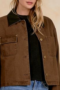 Elan Women's Cropped Jacket with Leather Trim Alternate View